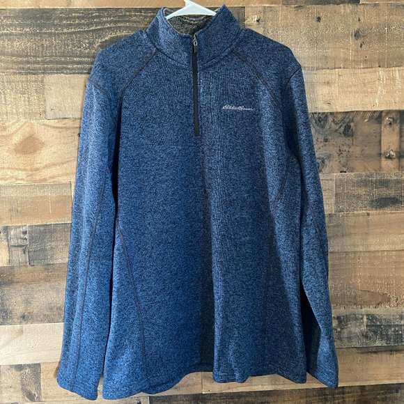 Eddie Bauer 1/4 Zip Knit Pullover Sweater Blue Size Large